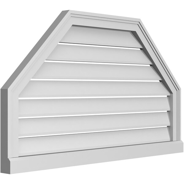 Ekena Millwork Octagonal Top Surface Mount PVC Gable Vent w/ 2"W x 2"P Brickmould Sill Frame, 38"W x 22"H - GVPOT38X2203SF