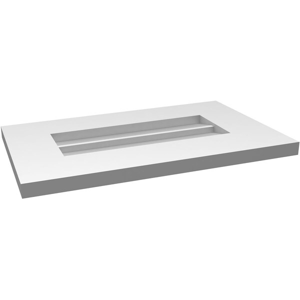 Ekena Millwork Vertical Surface Mount PVC Gable Vent: Non-Functional, w/ 3-1/2"W x 1"P Standard Frame, 20"W x 12"H - GVPVE20X1201SN