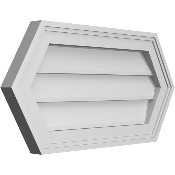 Ekena Millwork Half Round Surface Mount PVC Gable Vent w/ 2"W x 1-1/2"P Brickmould Frame, 24"W x 12"H - GVPHR24X1202SN