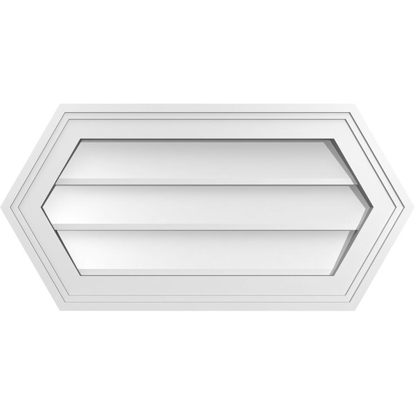 Ekena Millwork Half Round Surface Mount PVC Gable Vent w/ 2"W x 1-1/2"P Brickmould Frame, 24"W x 12"H - GVPHR24X1202SN