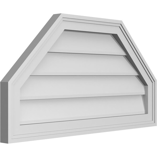 Ekena Millwork Octagonal Top Surface Mount PVC Gable Vent w/ 2"W x 1-1/2"P Brickmould Frame, 30"W x 16"H - GVPOT30X1602SN