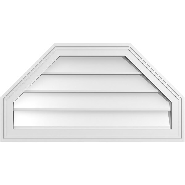Ekena Millwork Octagonal Top Surface Mount PVC Gable Vent w/ 2"W x 1-1/2"P Brickmould Frame, 30"W x 16"H - GVPOT30X1602SN