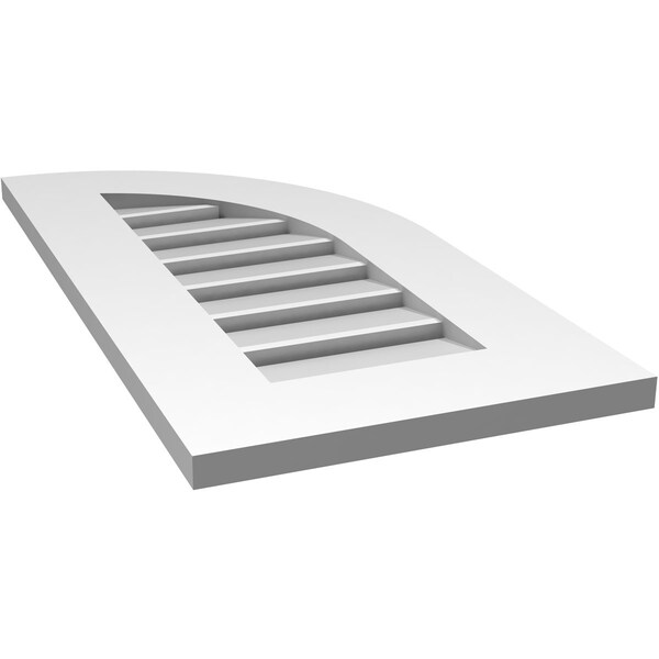 Ekena Millwork Quarter Round Top Right Surface Mount PVC Gable Vent w/ 3-1/2"W x 1"P Standard Frame, 14"W x 28"H - GVPQR14X2801SF