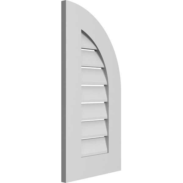 Ekena Millwork Quarter Round Top Right Surface Mount PVC Gable Vent w/ 3-1/2"W x 1"P Standard Frame, 14"W x 28"H - GVPQR14X2801SF