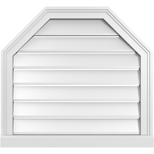 Ekena Millwork Octagonal Top Surface Mount PVC Gable Vent w/ 2"W x 2"P Brickmould Sill Frame, 26"W x 24"H - GVPOT26X2403SF