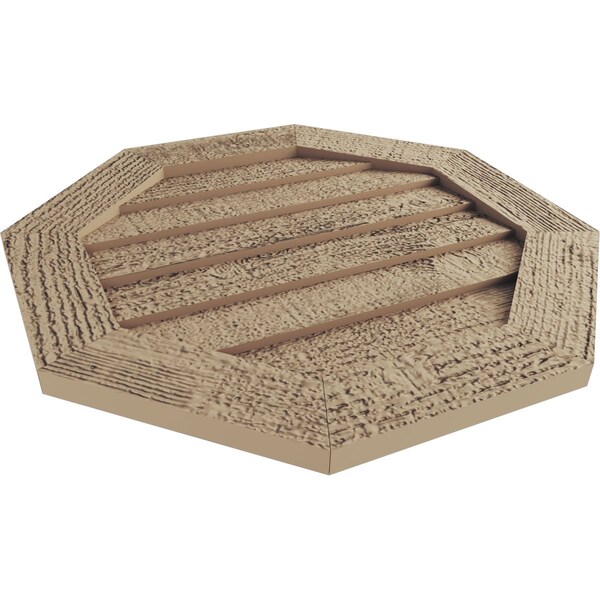 Ekena Millwork Timberthane Rough Sawn Octagonal Faux Wood Non-Functional Gable Vent, Primed Tan, 33"W x 33"H - GVUROC33X33DRSPR