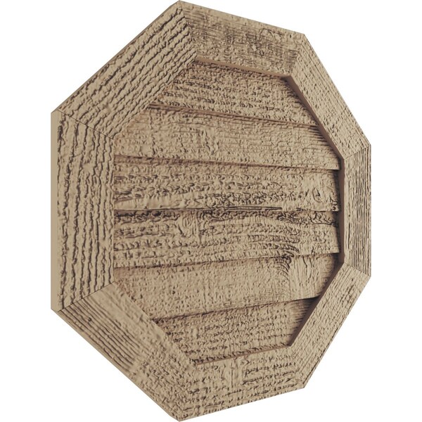 Ekena Millwork Timberthane Rough Sawn Octagonal Faux Wood Non-Functional Gable Vent, Primed Tan, 33"W x 33"H - GVUROC33X33DRSPR