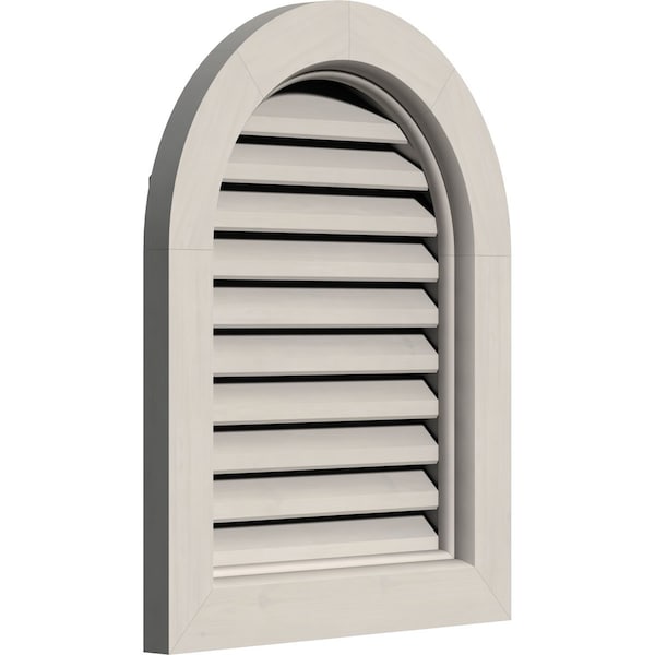 Ekena Millwork Round Top Gable Vent, Functional, Western Red Cedar Gable Vent w/Brick Mould Face Frame, 14"W x 30"H - GVWRT14X3000SFPWR