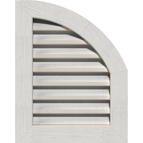 Ekena Millwork Quarter Round Top Right Western Red Cedar Gable Vent w/1" x 4" Flat Trim Frame, 18"W x 14"H - GVWQR18X1401RFPWR