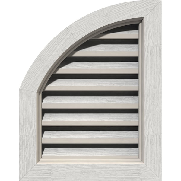 Ekena Millwork Quarter Round Top Left, Functional Western Red Cedar Gable Vnt w/Brick Mould Face Frame, 12"W x 24"H - GVWQL12X2400RFPWR