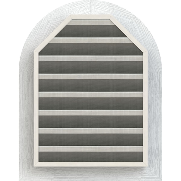 Ekena Millwork Round Top Gable Vent Functional, Western Red Cedar Gable Vent w/1" x 4" Flat Trim Frame, 16"W x 30"H - GVWRT16X3001RFPWR
