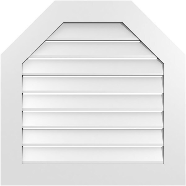 Ekena Millwork Octagonal Top Surface Mount PVC Gable Vent: Functional, w/ 3-1/2"W x 1"P Standard Frame, 30"W x 30"H - GVPOT30X3001SF