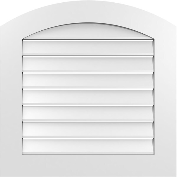 Ekena Millwork Arch Top Surface Mount PVC Gable Vent: Non-Functional, w/ 3-1/2"W x 1"P Standard Frame, 26"W x 42"H - GVPAR26X4201SN