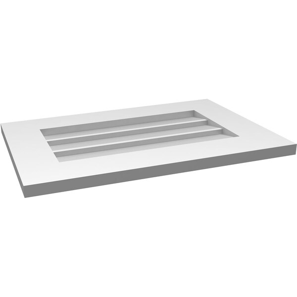 Ekena Millwork Vertical Surface Mount PVC Gable Vent: Non-Functional, w/ 3-1/2"W x 1"P Standard Frame, 24"W x 16"H - GVPVE24X1601SN