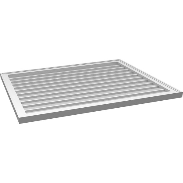 Ekena Millwork Vertical Surface Mount PVC Gable Vnt: Non-Functional, w/2"W x 1-1/2"H, Brickmould Frame, 42"W x 34"H - GVPVE42X3402SN