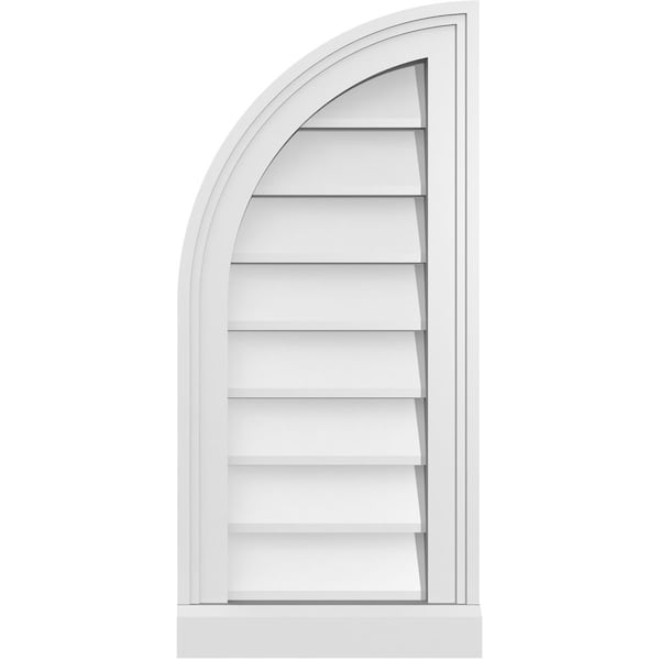 Ekena Millwork Quarter Round Top Left Surface Mount PVC Gable Vent w/ 2"W x 2"P Brickmould Sill Frame, 12"W x 26"H - GVPQL12X2603SN