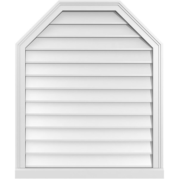Ekena Millwork Octagonal Top Surface Mount PVC Gable Vent w/ 2"W x 2"P Brickmould Sill Frame, 30"W x 36"H - GVPOT30X3603SN