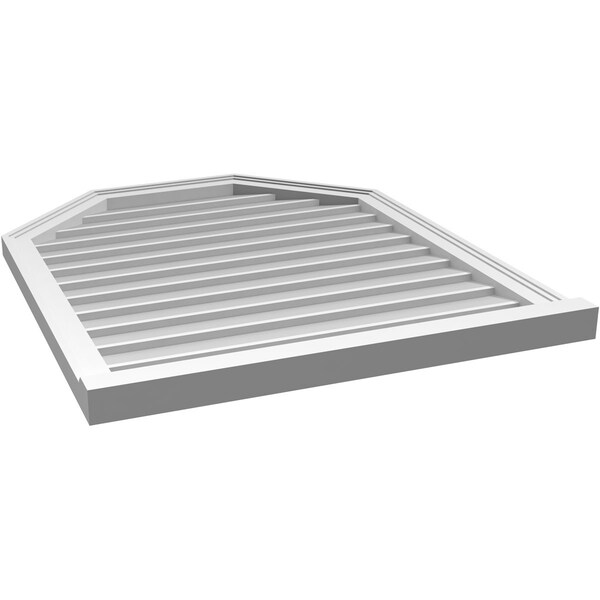 Ekena Millwork Octagonal Top Surface Mount PVC Gable Vent w/ 2"W x 2"P Brickmould Sill Frame, 30"W x 36"H - GVPOT30X3603SN