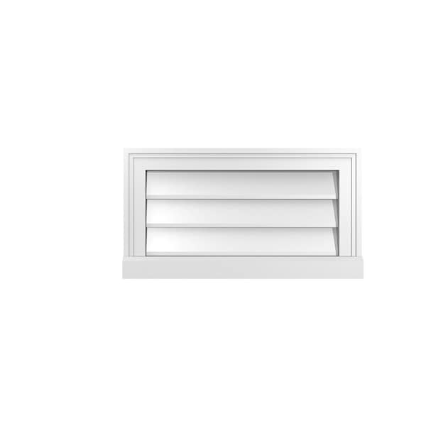 Ekena Millwork Vertical Surface Mount PVC Gable Vent w/ 2"W x 2"H , Brickmould Sill Frame, 22"W x 12"H - GVPVE22X1203SN