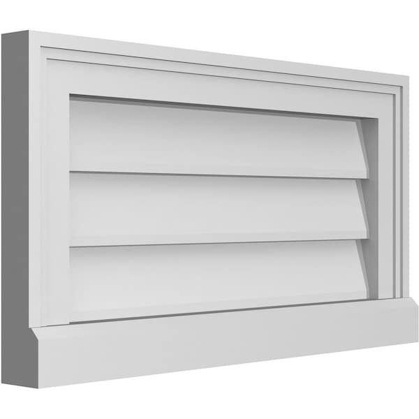 Ekena Millwork Vertical Surface Mount PVC Gable Vent w/ 2"W x 2"H , Brickmould Sill Frame, 22"W x 12"H - GVPVE22X1203SN