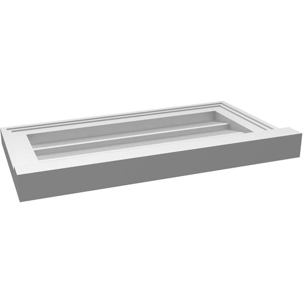 Ekena Millwork Vertical Surface Mount PVC Gable Vent w/ 2"W x 2"H , Brickmould Sill Frame, 22"W x 12"H - GVPVE22X1203SN