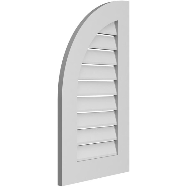 Ekena Millwork Quarter Round Top Left Surface Mount PVC Gable Vent w/ 3-1/2"W x 1"P Standard Frame, 18"W x 32"H - GVPQL18X3201SF