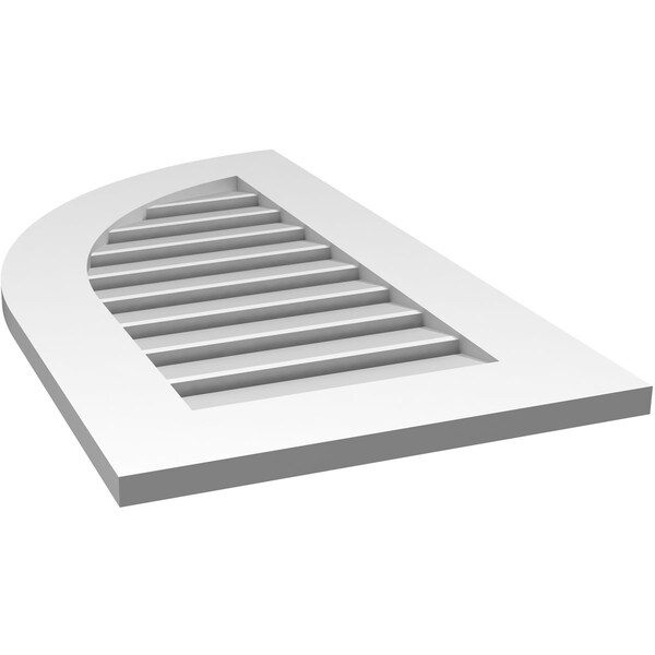 Ekena Millwork Quarter Round Top Left Surface Mount PVC Gable Vent w/ 3-1/2"W x 1"P Standard Frame, 18"W x 32"H - GVPQL18X3201SF