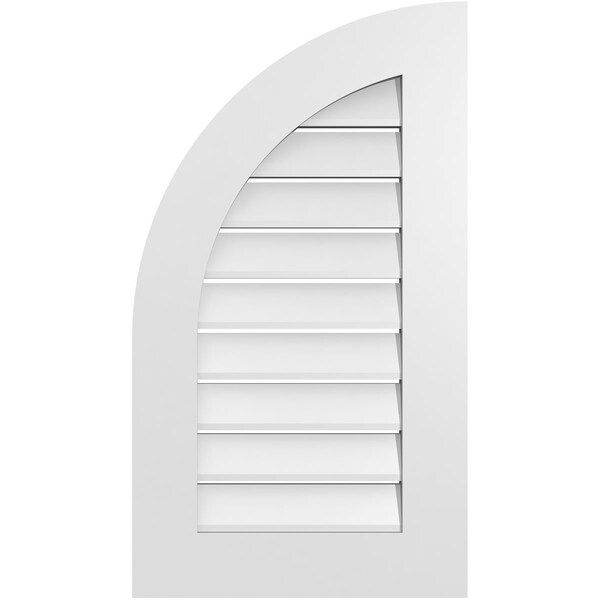 Ekena Millwork Quarter Round Top Left Surface Mount PVC Gable Vent w/ 3-1/2"W x 1"P Standard Frame, 18"W x 32"H - GVPQL18X3201SF