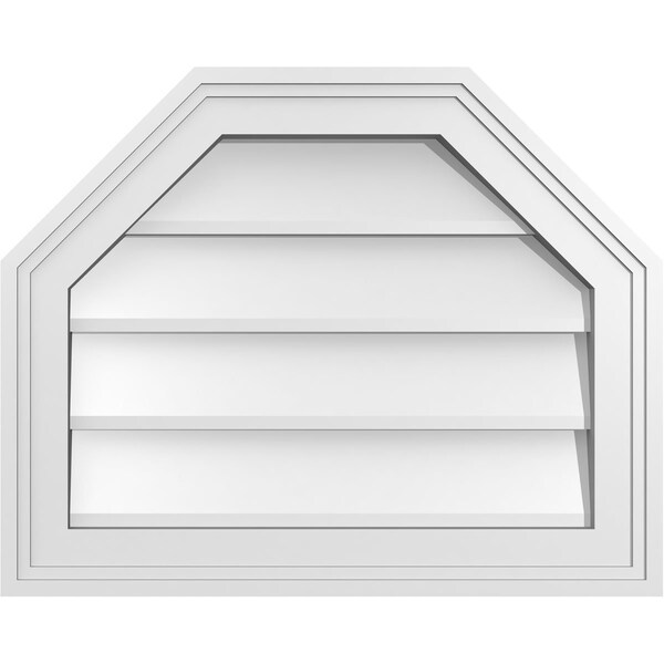 Ekena Millwork Octagonal Top Surface Mount PVC Gable Vent w/ 2"W x 1-1/2"P Brickmould Frame, 20"W x 16"H - GVPOT20X1602SN