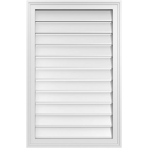 Ekena Millwork Vertical Surface Mount PVC Gable Vent: Functional, w/ 2"W x 1-1/2"P Brickmould Frame, 22"W x 34"H - GVPVE22X3402SF