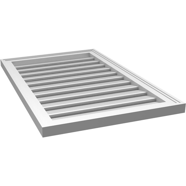 Ekena Millwork Vertical Surface Mount PVC Gable Vent: Functional, w/ 2"W x 1-1/2"P Brickmould Frame, 22"W x 34"H - GVPVE22X3402SF