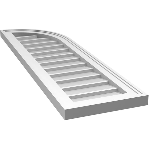 Ekena Millwork Quarter Round Top Right Surface Mount PVC Gable Vent w/ 2"W x 1-1/2"P Brickmould Frame, 12"W x 40"H - GVPQR12X4002SN