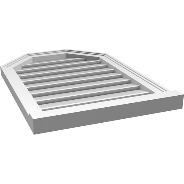 Ekena Millwork Octagonal Top Surface Mount PVC Gable Vent w/ 2"W x 2"P Brickmould Sill Frame, 20"W x 28"H - GVPOT20X2803SF