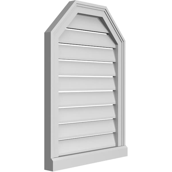 Ekena Millwork Octagonal Top Surface Mount PVC Gable Vent w/ 2"W x 2"P Brickmould Sill Frame, 20"W x 28"H - GVPOT20X2803SF