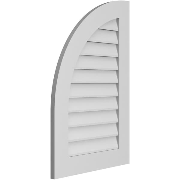 Ekena Millwork Quarter Round Top Left Surface Mount PVC Gable Vent w/ 3-1/2"W x 1"P Standard Frame, 22"W x 34"H - GVPQL22X3401SN