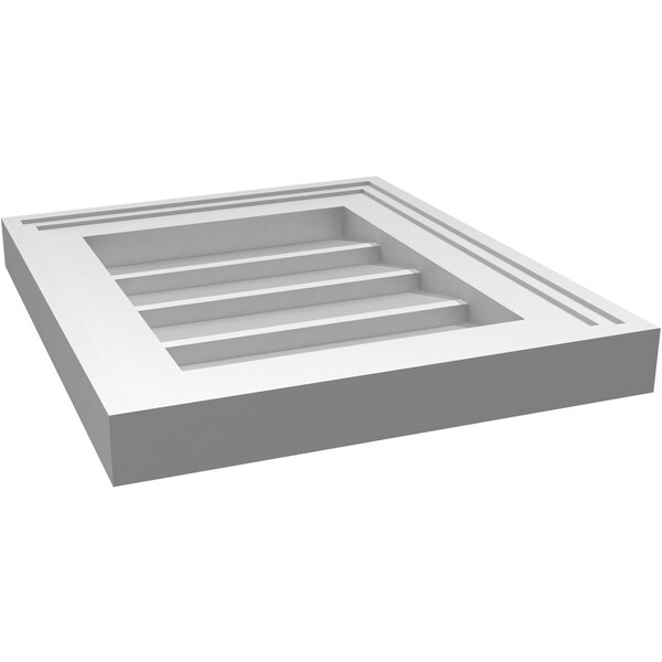 Ekena Millwork Vertical Surface Mount PVC Gable Vnt: Non-Functional, w/2"W x 1-1/2"H, Brickmould Frame, 12"W x 14"H - GVPVE12X1402SN