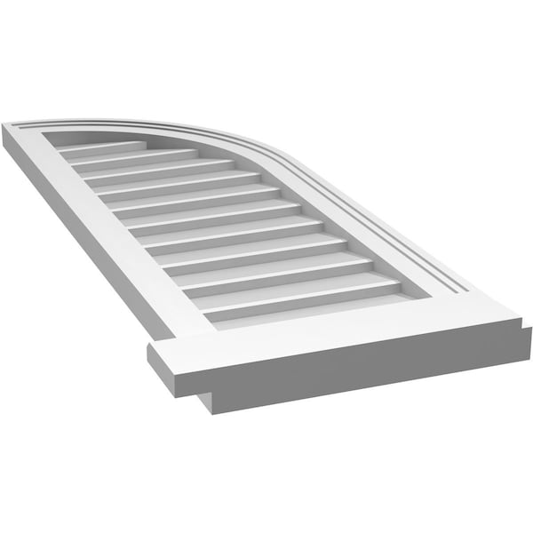 Ekena Millwork Quarter Round Top Right Surface Mount PVC Gable Vent w/ 2"W x 2"P Brickmould Sill Frame, 14"W x 38"H - GVPQR14X3803SN