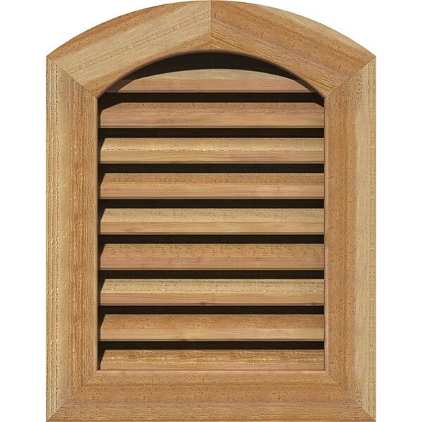Ekena Millwork Arch Top Gable Vent Functional, Western Red Cedar Gable Vent w/ 1" x 4" Flat Trim Frame, 22"W x 26"H - GVWAR22X2601RFUWR