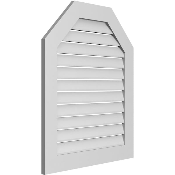Ekena Millwork Octagonal Top Surface Mount PVC Gable Vent: Functional, w/ 3-1/2"W x 1"P Standard Frame, 30"W x 36"H - GVPOT30X3601SF