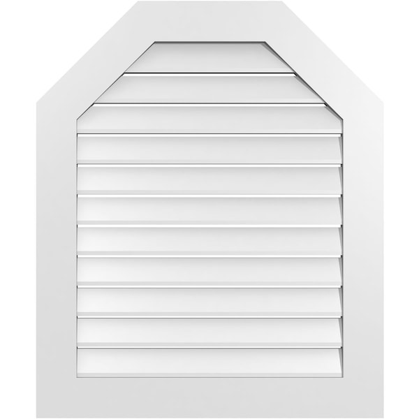 Ekena Millwork Octagonal Top Surface Mount PVC Gable Vent: Functional, w/ 3-1/2"W x 1"P Standard Frame, 30"W x 36"H - GVPOT30X3601SF