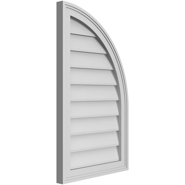 Ekena Millwork Quarter Round Top Right Surface Mount PVC Gable Vent w/ 2"W x 2"P Brickmould Sill Frame, 18"W x 30"H - GVPQR18X3003SN
