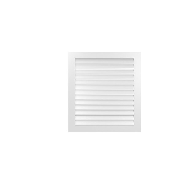 Ekena Millwork Vertical Surface Mount PVC Gable Vent: Functional, w/ 3-1/2"W x 1"P Standard Frame, 38"W x 42"H - GVPVE38X4201SF