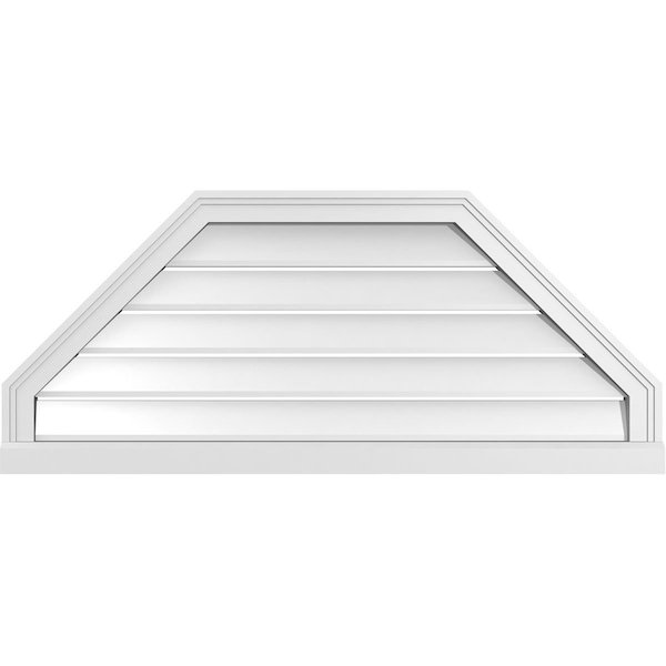 Ekena Millwork Octagonal Top Surface Mount PVC Gable Vent w/ 2"W x 2"P Brickmould Sill Frame, 42"W x 18"H - GVPOT42X1803SF