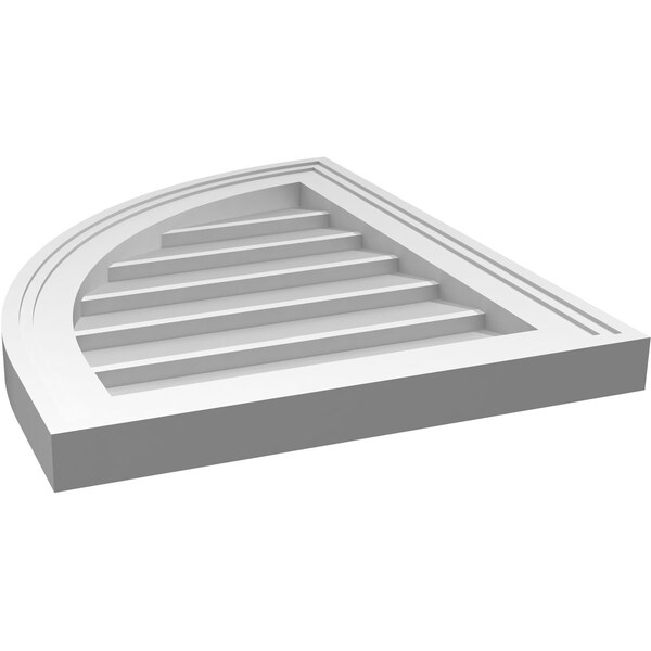 Ekena Millwork Quarter Round Top Left Surface Mount PVC Gable Vent w/ 2"W x 1-1/2"P Brickmould Frame, 16"W x 20"H - GVPQL16X2002SN