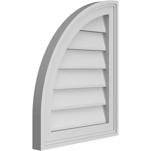 Ekena Millwork Quarter Round Top Left Surface Mount PVC Gable Vent w/ 2"W x 1-1/2"P Brickmould Frame, 16"W x 20"H - GVPQL16X2002SN