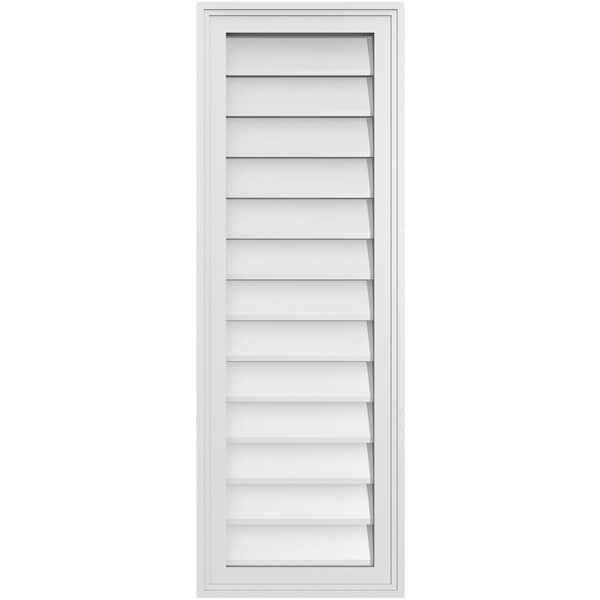 Ekena Millwork Vertical Surface Mount PVC Gable Vnt: Non-Functional, w/2"W x 1-1/2"H, Brickmould Frame, 14"W x 40"H - GVPVE14X4002SN
