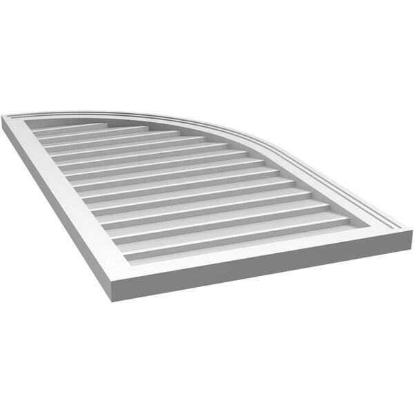 Ekena Millwork Quarter Round Top Right Surface Mount PVC Gable Vent w/ 2"W x 1-1/2"P Brickmould Frame, 22"W x 40"H - GVPQR22X4002SN