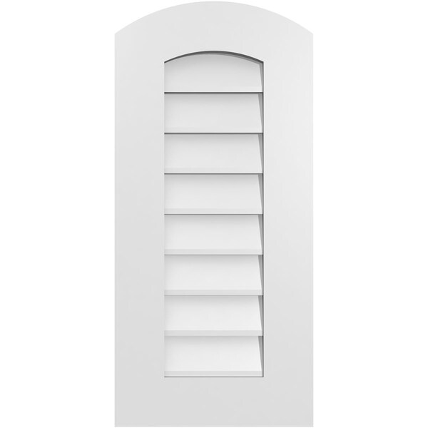 Ekena Millwork Arch Top Surface Mount PVC Gable Vent: Functional, w/ 3-1/2"W x 1"P Standard Frame, 14"W x 30"H - GVPAR14X3001SF