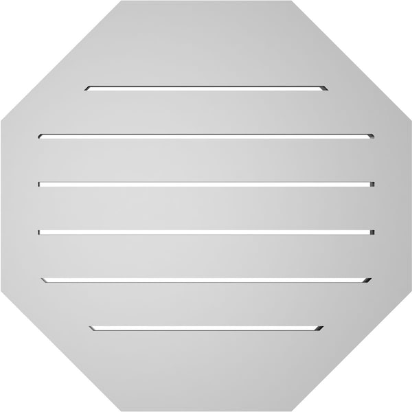 Ekena Millwork Octagonal Surface Mount PVC Gable Vent: Functional, w/ 2"W x 1-1/2"P Brickmould Frame, 22"W x 22"H - GVPOC22X2202SF