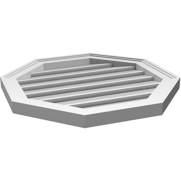 Ekena Millwork Octagonal Surface Mount PVC Gable Vent: Functional, w/ 2"W x 1-1/2"P Brickmould Frame, 22"W x 22"H - GVPOC22X2202SF